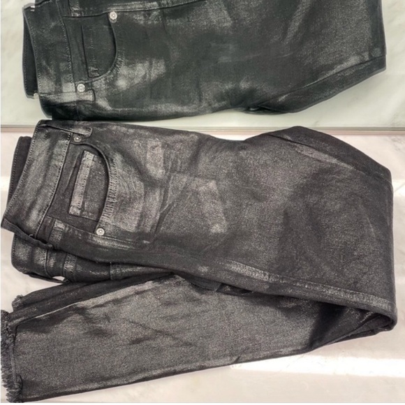 Free people] Black Leather effect distressed Jean - Picture 8 of 11